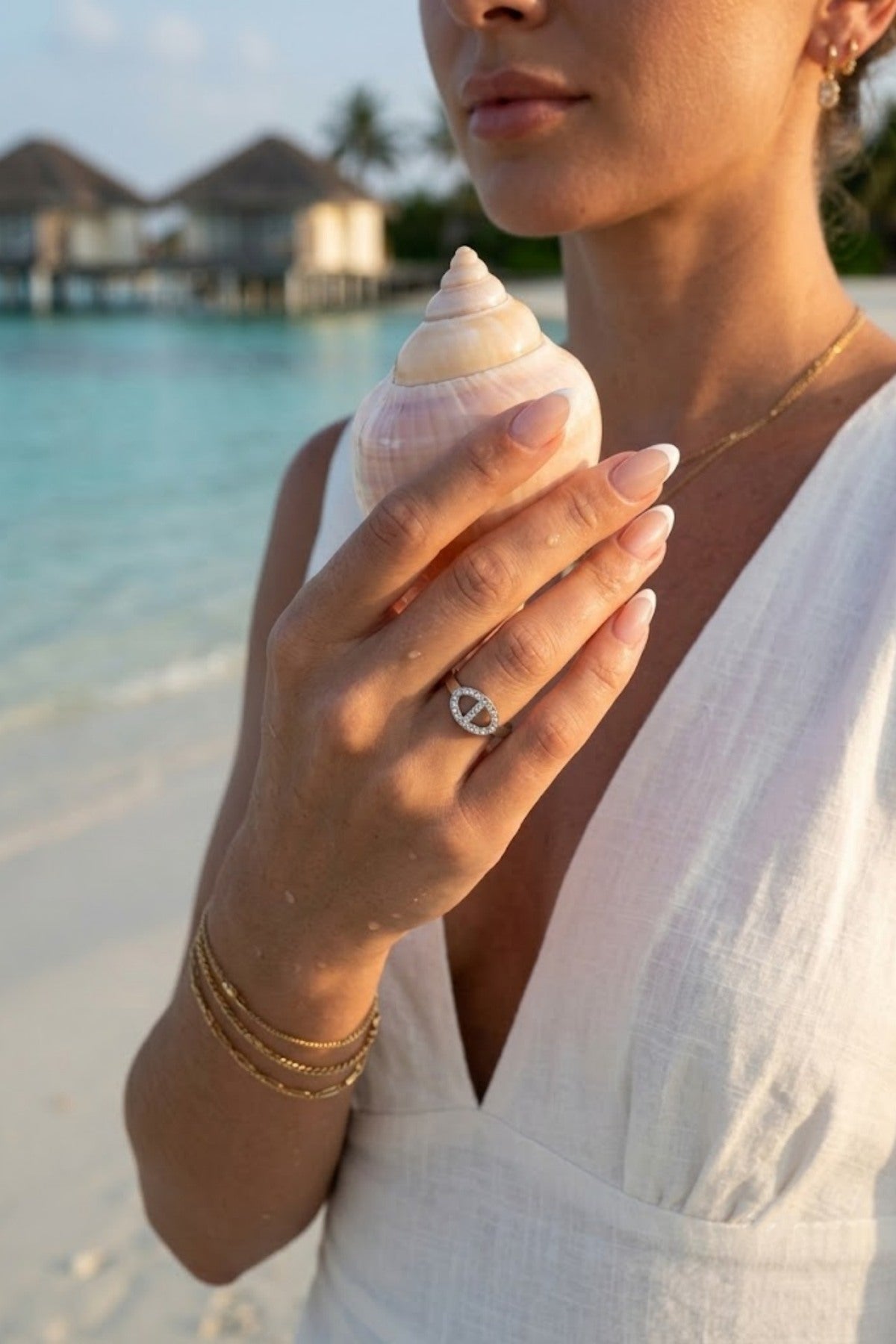 Bague Ajustable Maille Marine