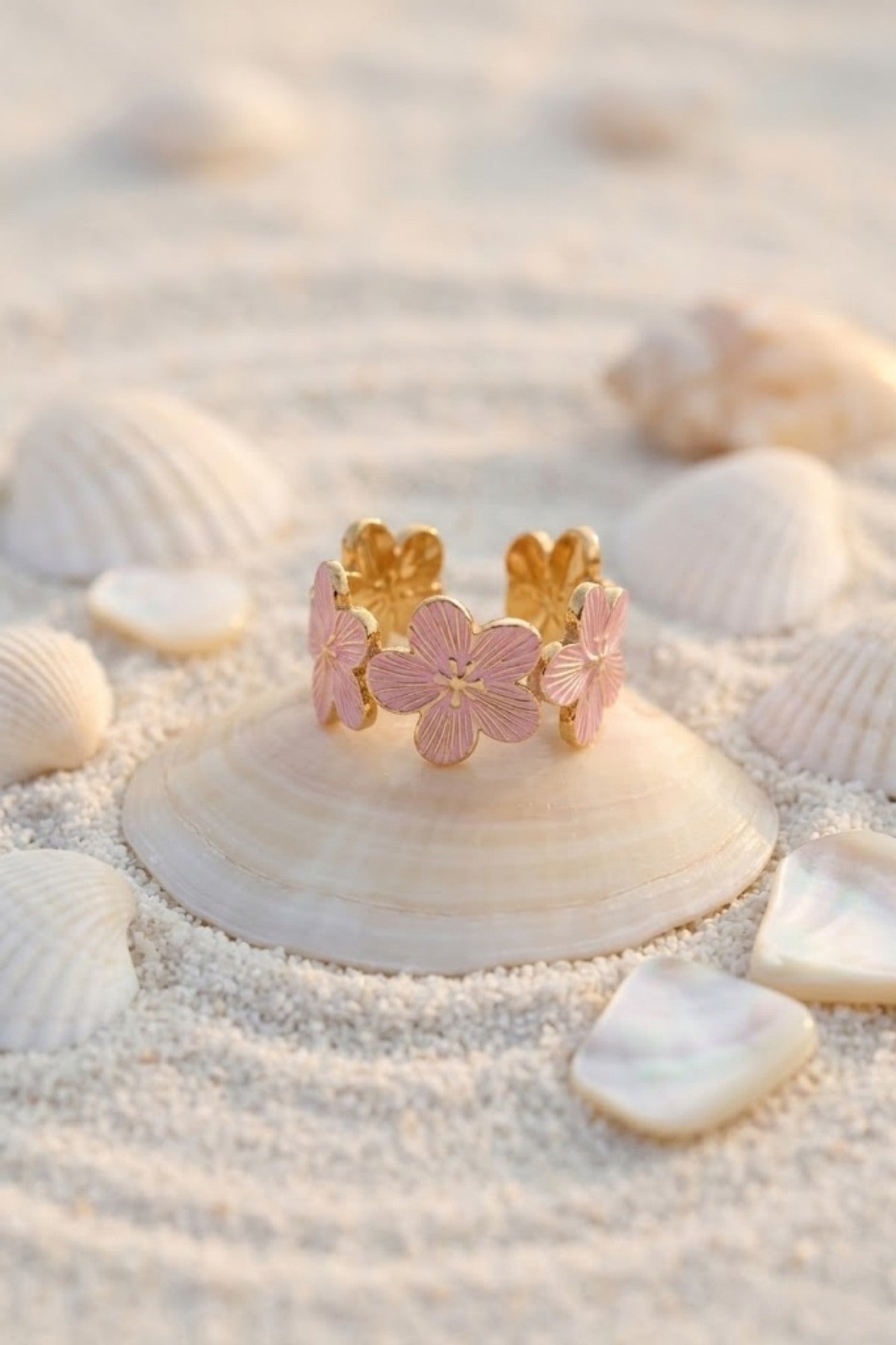 Bague Fleur Émaillée Ajustable